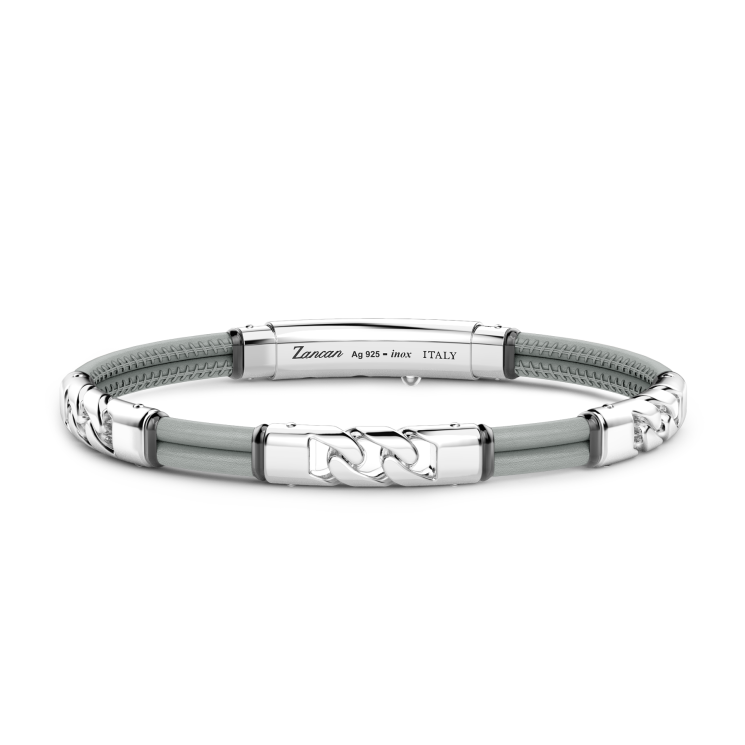 Pulsera Zancan de piel natural con elementos de plata.