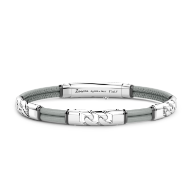 Pulsera Zancan de piel natural con elementos de plata.