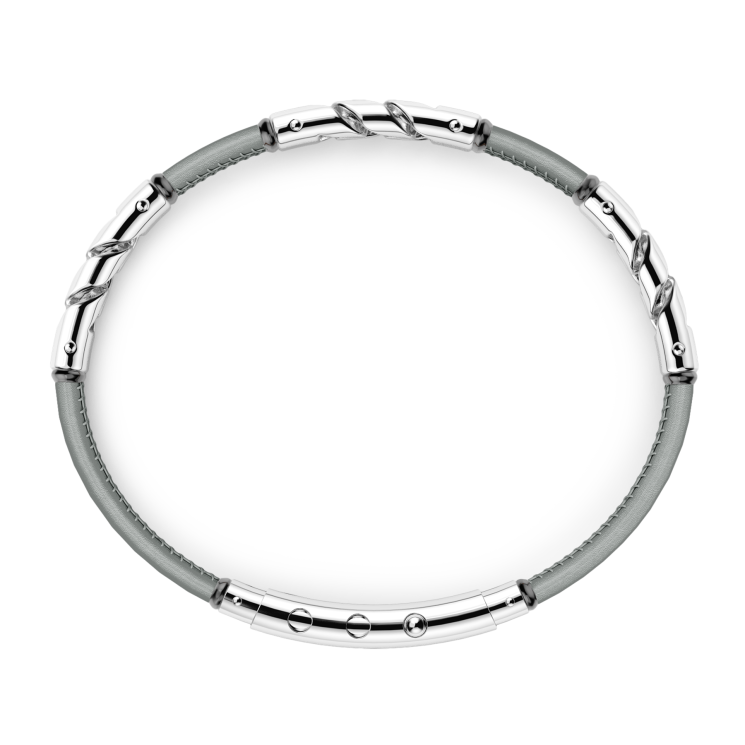 Pulsera Zancan de piel natural con elementos de plata.