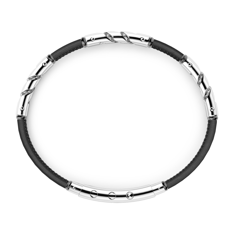 Zancan-Armband aus Naturleder mit Elementen aus Silber.