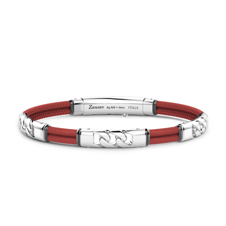 Zancan natural leather bracelet with silver elements.