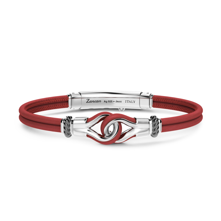 Zancan-Armband aus Naturleder mit Knoten aus Silber.