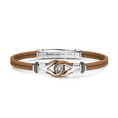 Bracciale Zancan in pelle naturale con nodo in argento.