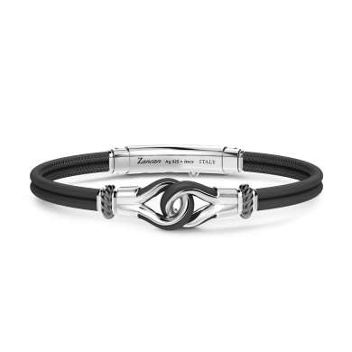 Zancan natural leather bracelet with silver knot.