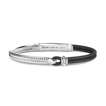 Pulsera Zancan de plata y piel natural.