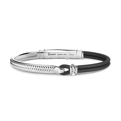 Bracciale Zancan in argento e pelle naturale.