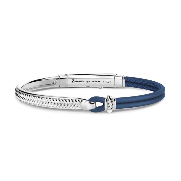Zancan silver and natural leather bracelet.
