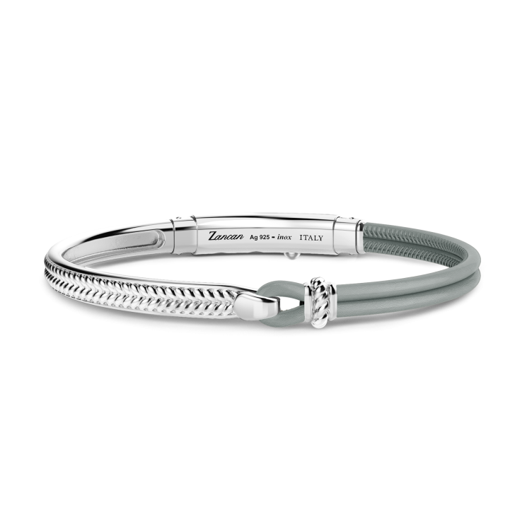 Zancan silver and natural leather bracelet.