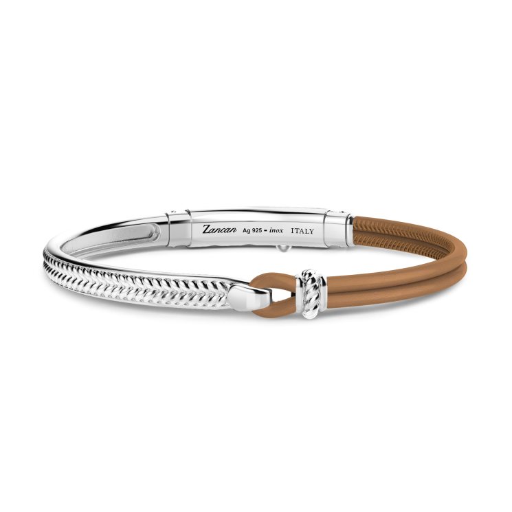 Zancan silver and natural leather bracelet.