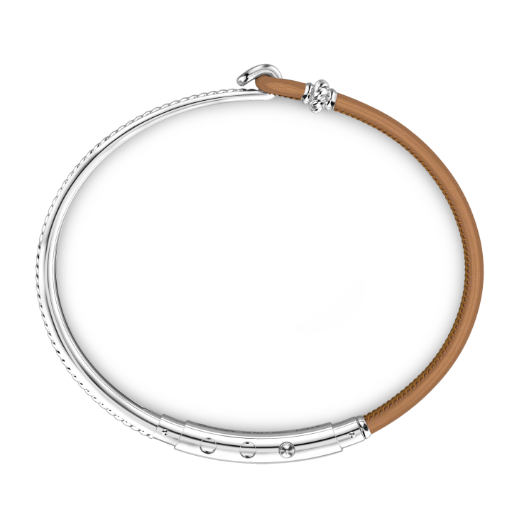 Zancan silver and natural leather bracelet.