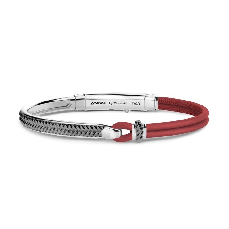 Zancan silver and natural leather bracelet.