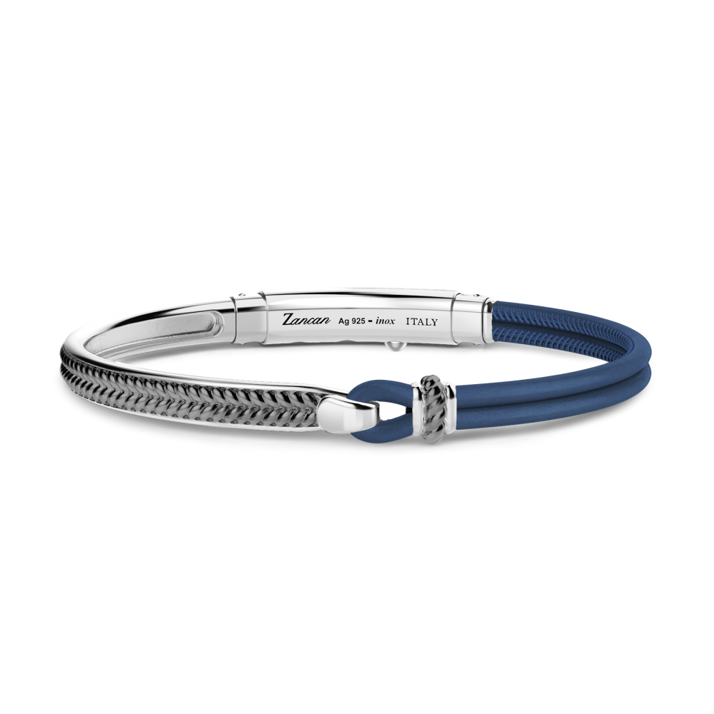 Zancan silver and natural leather bracelet.
