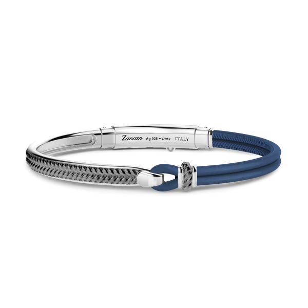 Zancan-Armband aus Silber und Naturleder.