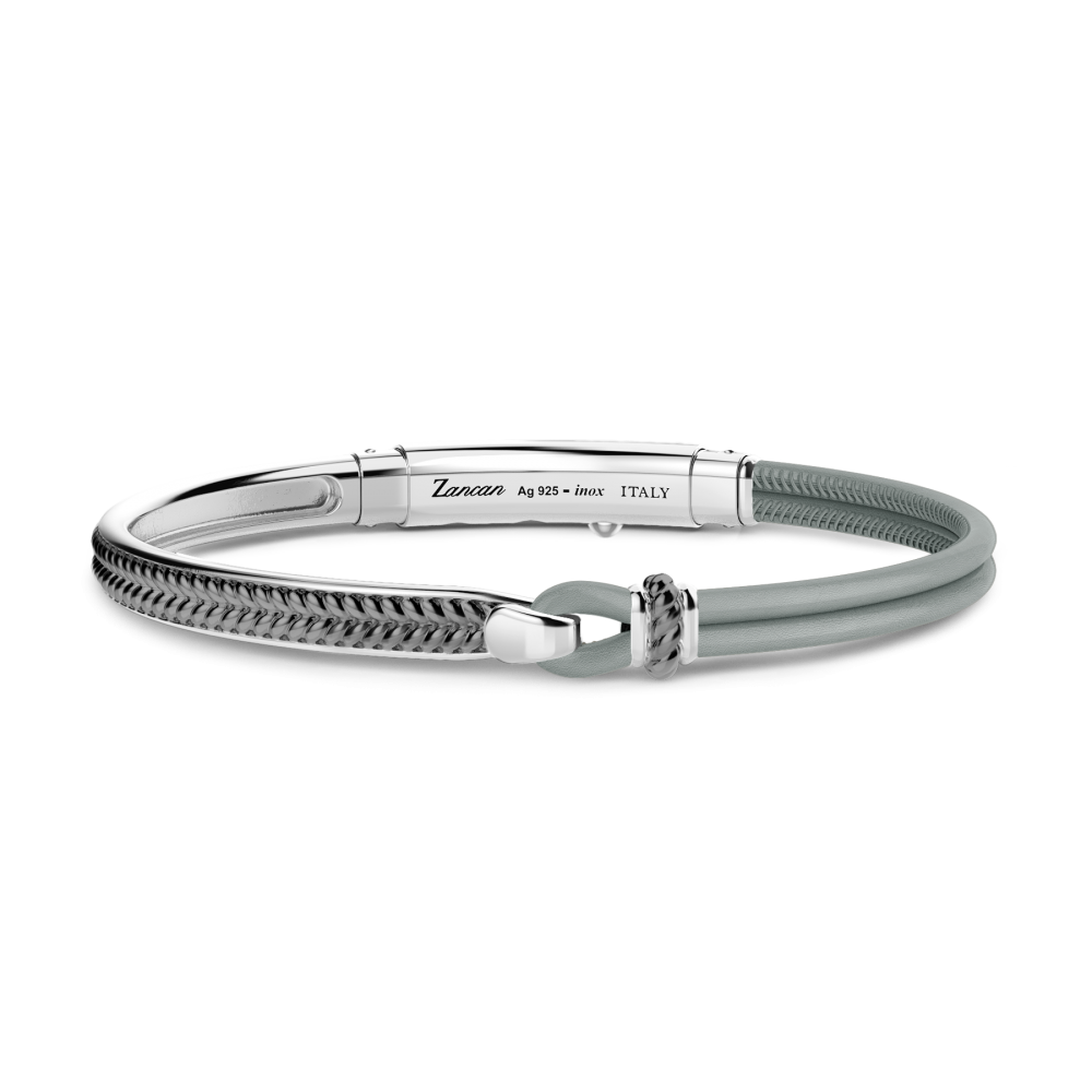Zancan silver and natural leather bracelet.