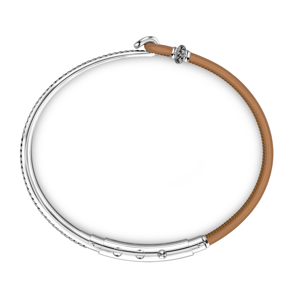 Zancan silver and natural leather bracelet.