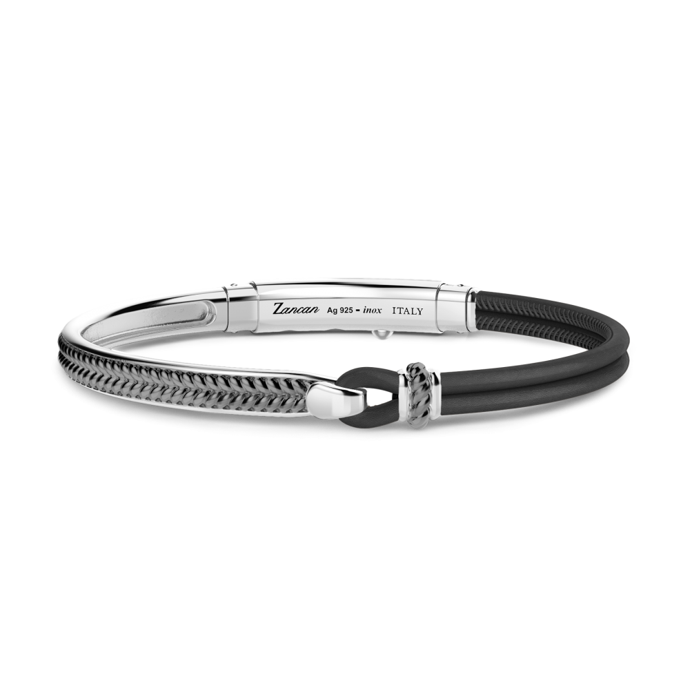 Zancan silver and natural leather bracelet.