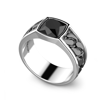 Anillo de plata blanco y negro con ónice. 2