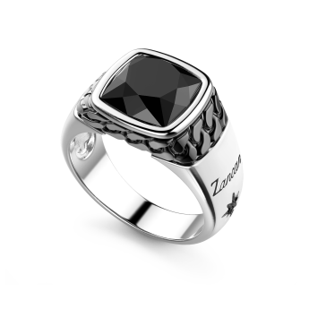 Anello in argento bianco e nero con onice naturale. 2