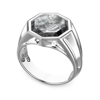 Anello chevalier Zancan in argento con madreperla. 2