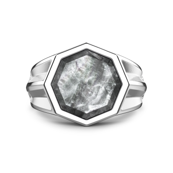 Anello chevalier Zancan in argento con madreperla.