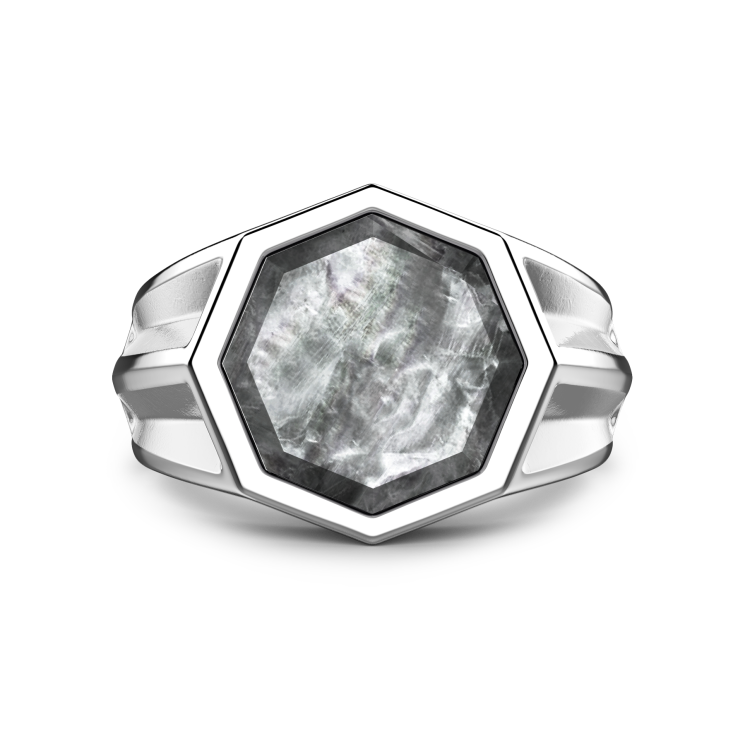 Zancan silver signet ring with mother of pearl.