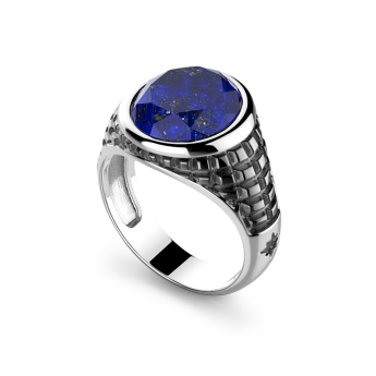 Zancan-Ring aus Silber mit blauem Edelstein. 2
