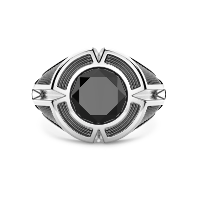 Zancan silver signet ring with central onyx stone.