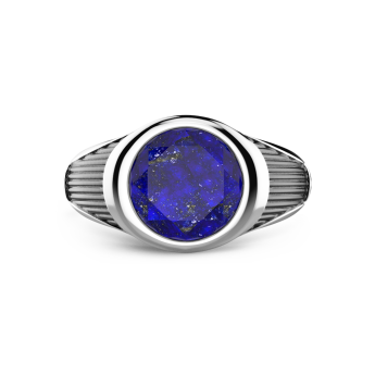 Zancan-Ring aus Silber mit blauem Edelstein.