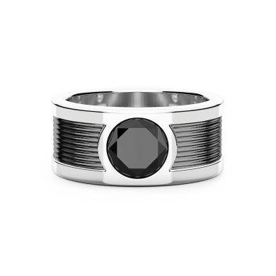 Zancan-Bandring aus Silber mit zentralem Onyxstein.