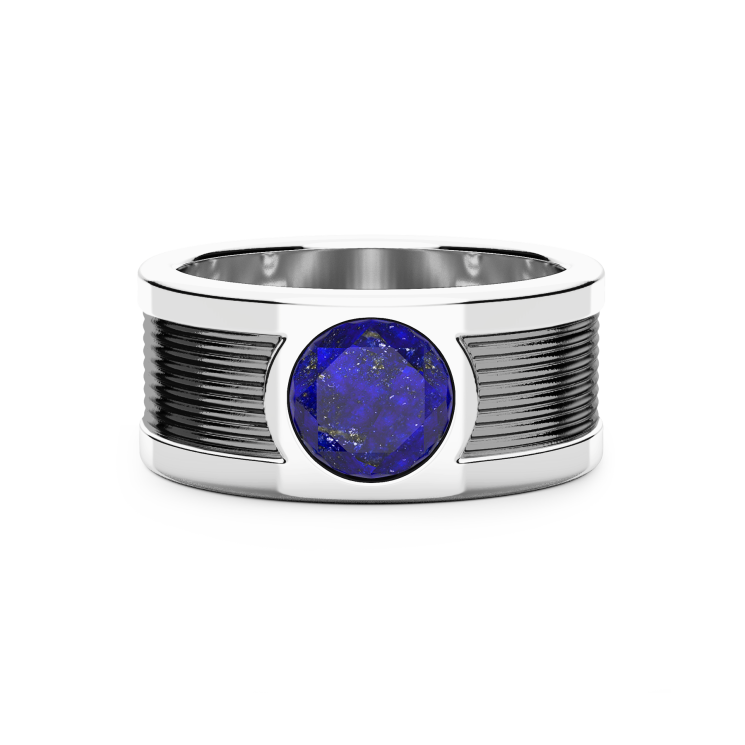 Zancan-Bandring aus Silber mit zentralem Lapisstein.