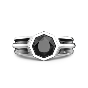 Anello chevalier Zancan in argento con pietra onice.