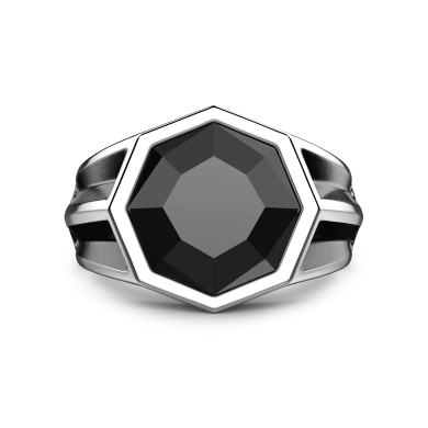 Zancan-Siegelring aus Silber mit Onyxstein.