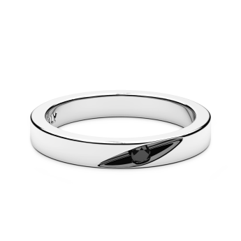Anello a fede Zancan in argento e pietra nera.