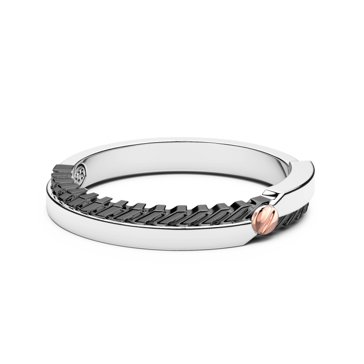 Zancan silver band ring with rose gold screw.