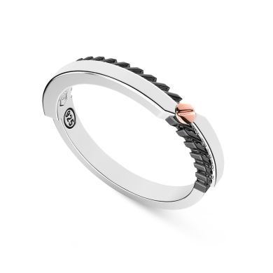 Zancan silver band ring with rose gold screw.