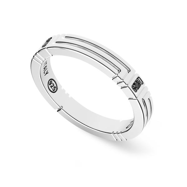 Zancan-Bandring aus Silber mit schwarzen Edelsteinen.