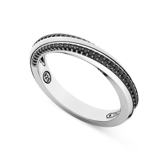 Zancan-Bandring aus Silber mit schwarzen Edelsteinen. 2