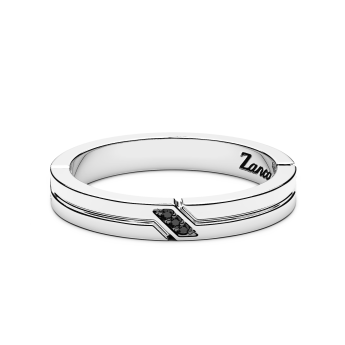 Zancan-Bandring aus Silber mit schwarzen Edelsteinen.
