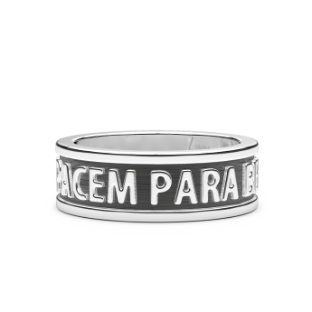Zancan banded silver ring with Latin inscription.