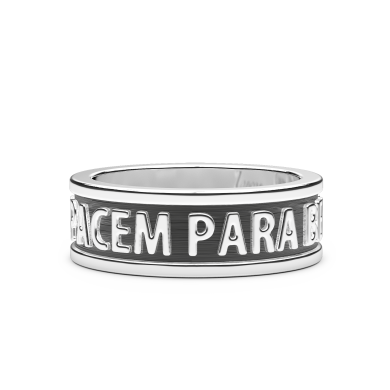 Anello in argento con scritta "Si vis pacem para bellum".