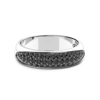 Zancan silver band ring with black stones.