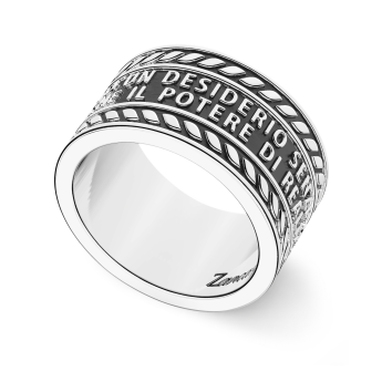 Zancan silver band ring with inscription. 2