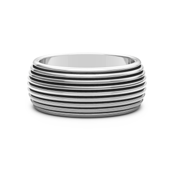 Zancan silver band ring with stripes.