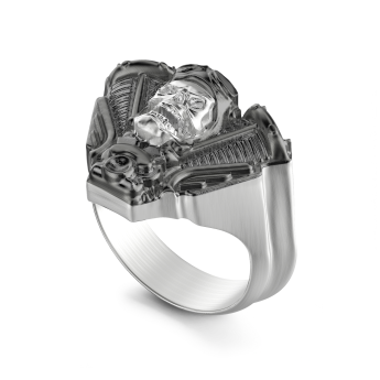 Zancan silver ring with biker skull.