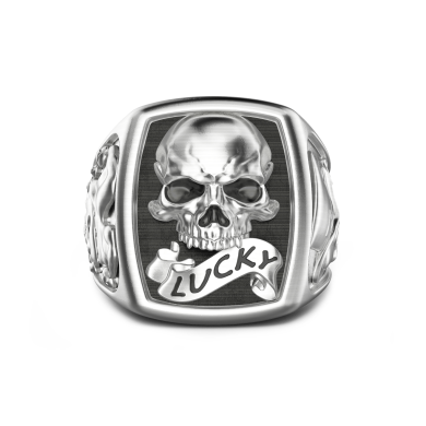 Anillo Zancan de plata con calavera