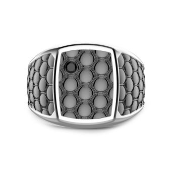 Anello chevalier Zancan in argento brunito.