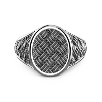 Zancan burnished silver signet ring.