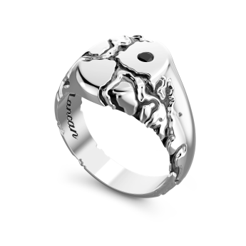 Zancan silver signet ring with black stone. 2