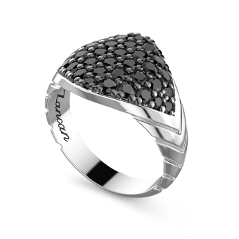 Zancan silver ring with black stones. 2