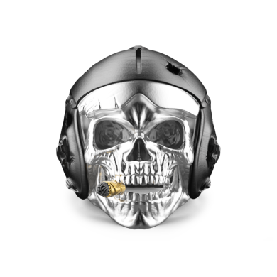 Zancan silver ring with aviator skull.